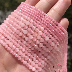 Natural Dark Blue Sapphire Stone Beads - Micro Faceted Round Loose Beads for Jewelry Making, Bracelet Crafting Supplies, 15 - Inch Strand (Rose Quartz)