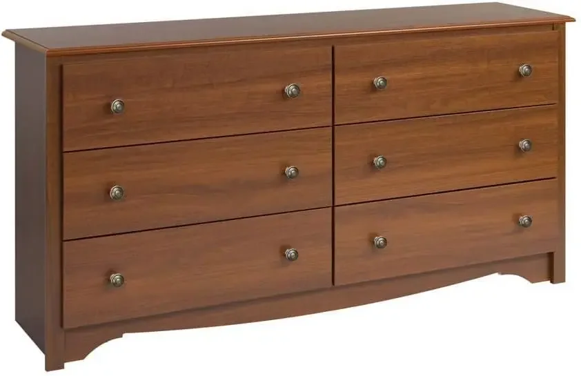 

Sonoma Bedroom Furniture: Cherry Double Dresser for Bedroom, 6-Drawer Wide Chest of Drawers, Traditional Bedroom Dresser