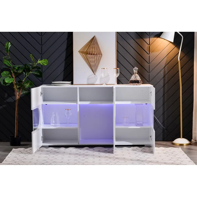 Mobile TV 120*40*60.5cm, centro di intrattenimento, porta TV, mobile TV  bianco, credenza con 2 ante scorrevoli, armadio basso - AliExpress