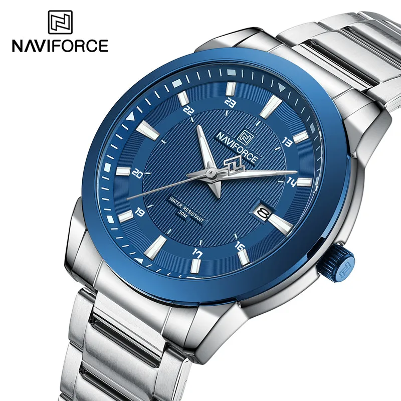 

NAVIFORCE роскошные часы для мужчин из нержавеющей стали модные водонепроницаемые кварцевые наручные часы деловые мужские светящиеся часы Прямая поставка