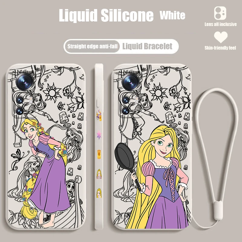 

Princess Disney Rapunzel For Xiaomi Mi 13 Lite 12T 12 11T 11i 11 A3 10T 10 CC9E 9 Pro Ultra 5G Liquid Left Rope Phone Case