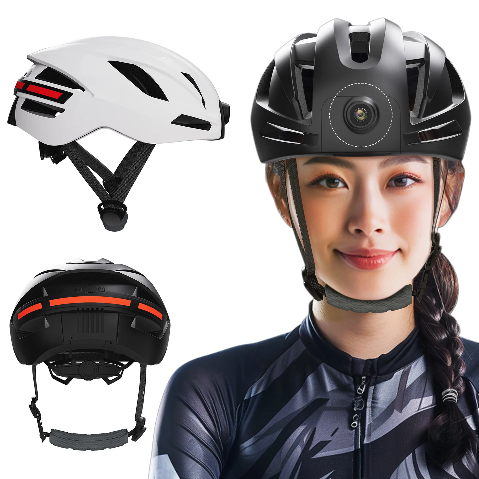 Caméra Sport Casque 1080P WiFi Bluetooth Feu Arrière 1350mAh