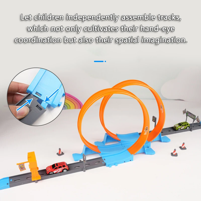Metal Racing Car Toys with Flexible Ramp and Catapult