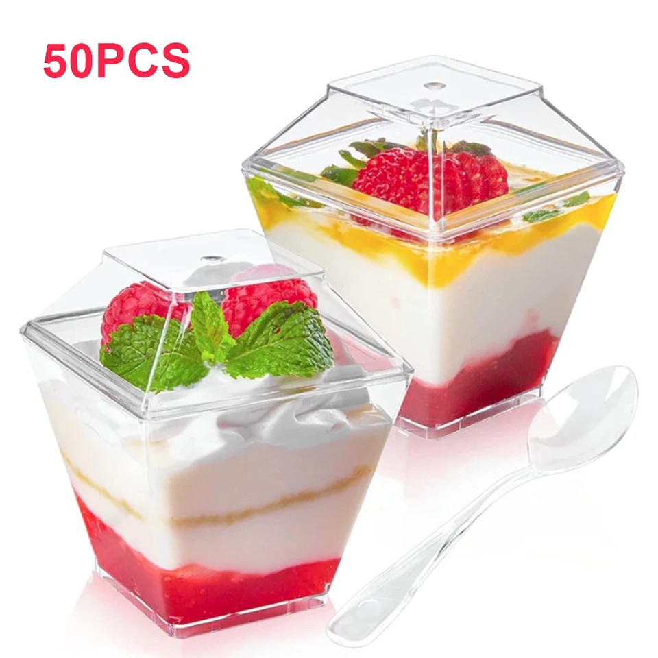 EASERCY 100 Pack 5 Oz Plastic Dessert Cups, Appetizer Cups For Party Parfait Cups