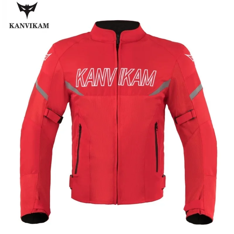 KANVIKAM 남녀공용 오토바이 재킷, KVK2023 여름 통기성 메쉬 아이 재킷, 반사 오토바이 통기성 사이클링 세트