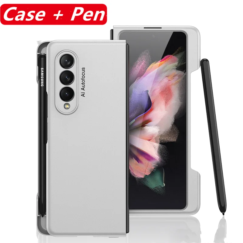 best case for samsung Điện Thoại Di Động Bút Cảm Ứng Kiêm Ốp Lưng Dành Cho Samsung Galaxy Samsung Galaxy Z Gấp 3 5G Siêu Mỏng Khung Bên Khe Cắm Bút giá Đỡ Viền Dẻo Ốp Lưng samsung cute phone cover