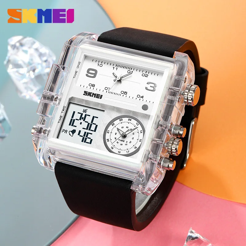 Fashion Casual 3Time Digital Man Watch SKMEI Sport Stopwatch Date Waterproof LED Electronic Quartz Wristwatch For Men Male Clock