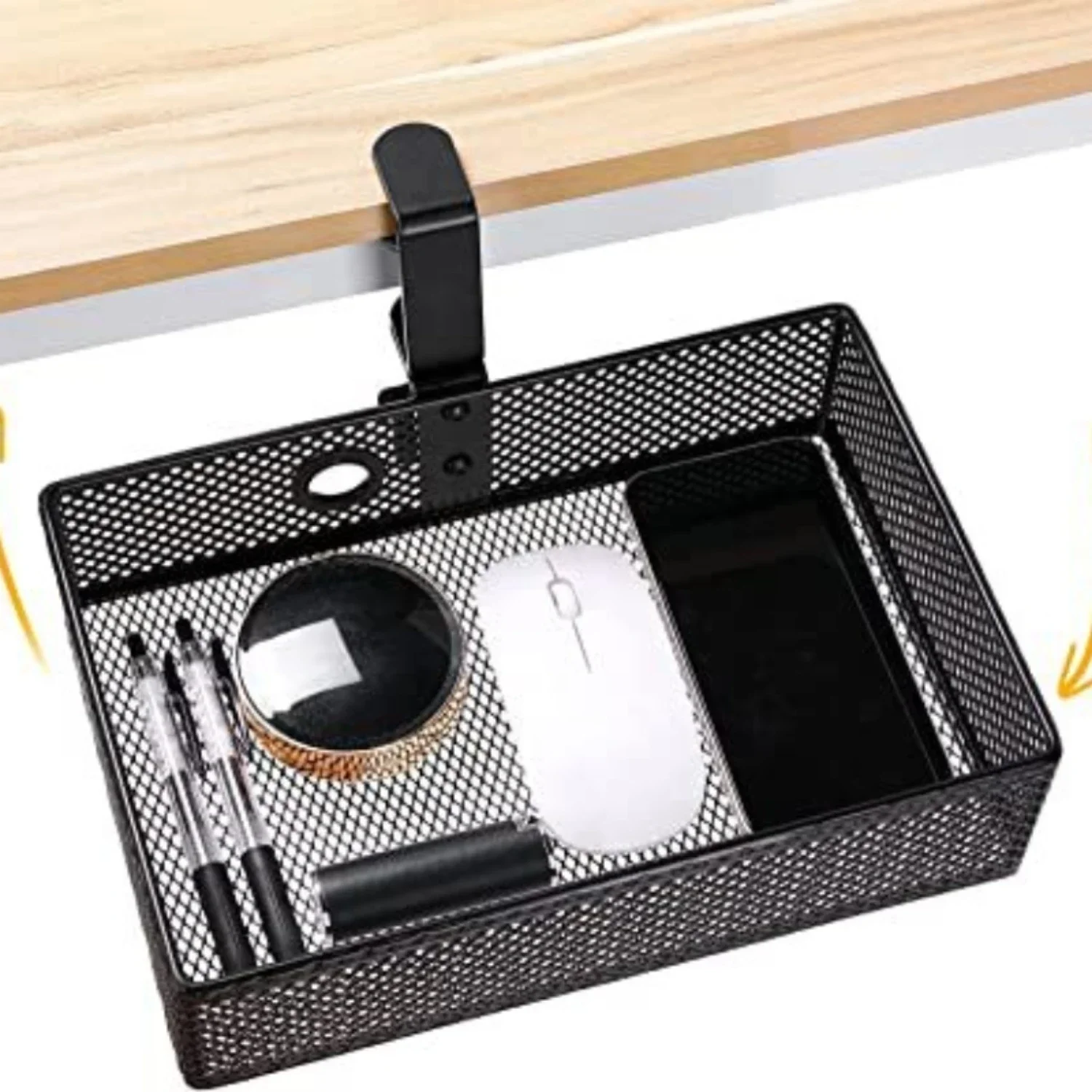 360 Rotating Under Desk Drawer Rack Organizer Invisible Storage Box Stationary Container Bedroom Desk Sundry Makeup Holder Shelf drawer organizers under desk drawer self adhesive storage box storage box desktop storage box desktop storage cabinet