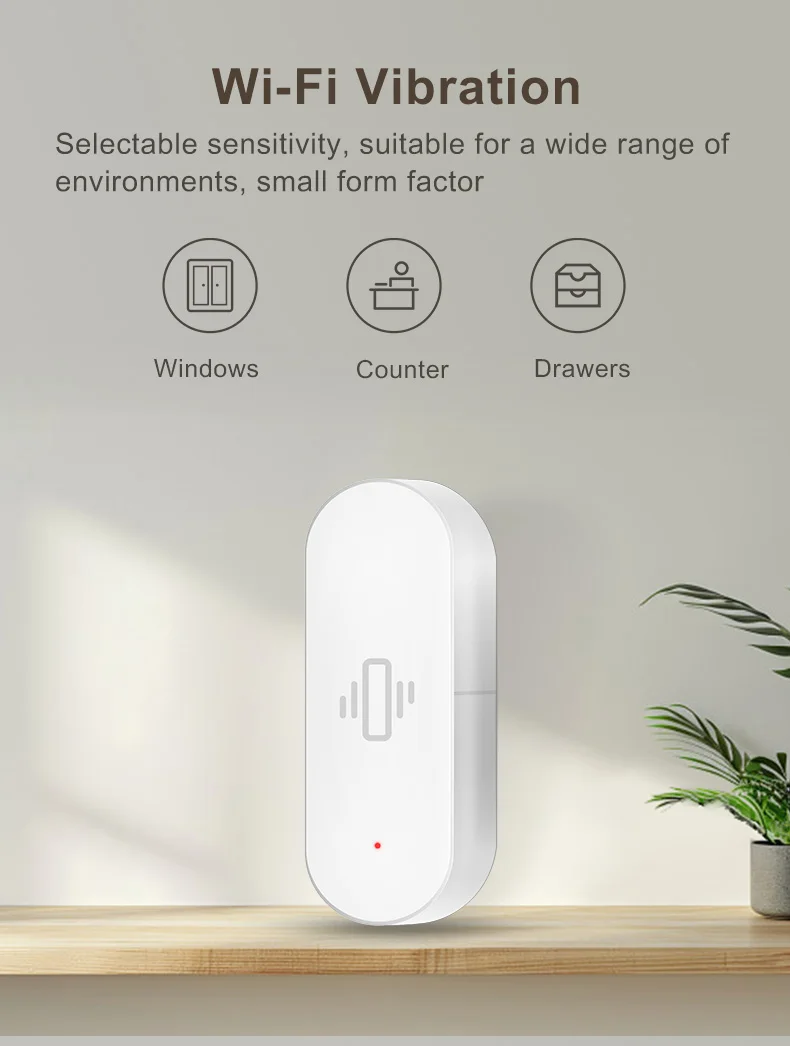 CPVAN WIFI vibration Sensor Detector Wireless Smart sensor motion Alarm Detecto