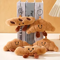 Kawaii Plush Keychain Cartoon Croissant Design for Car Keys Bag Charm Cute Girl Gift Pendant 2