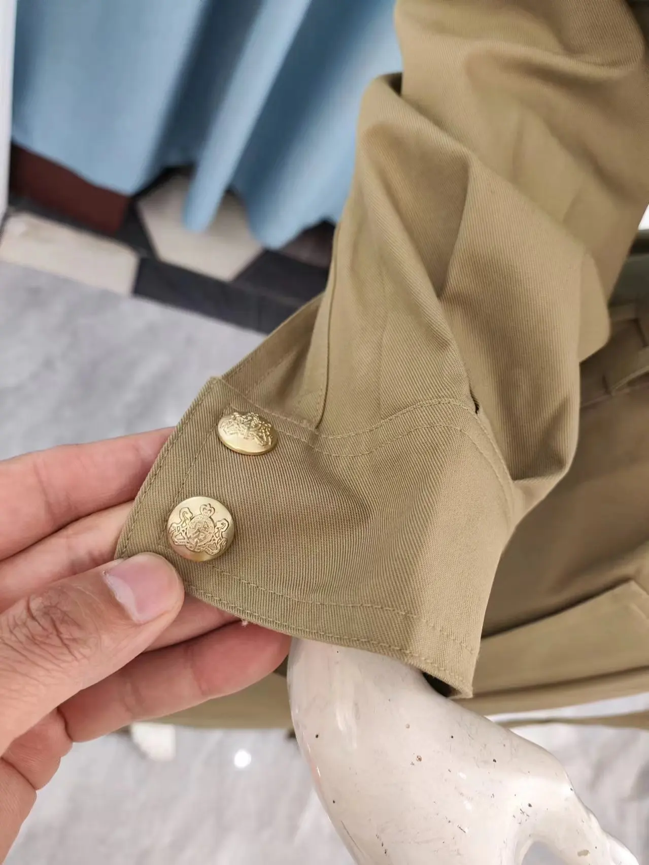 Fenggejiwo Women's Spring and Autumn Pure Cotton Belt Windbreaker Shirt Style Dress