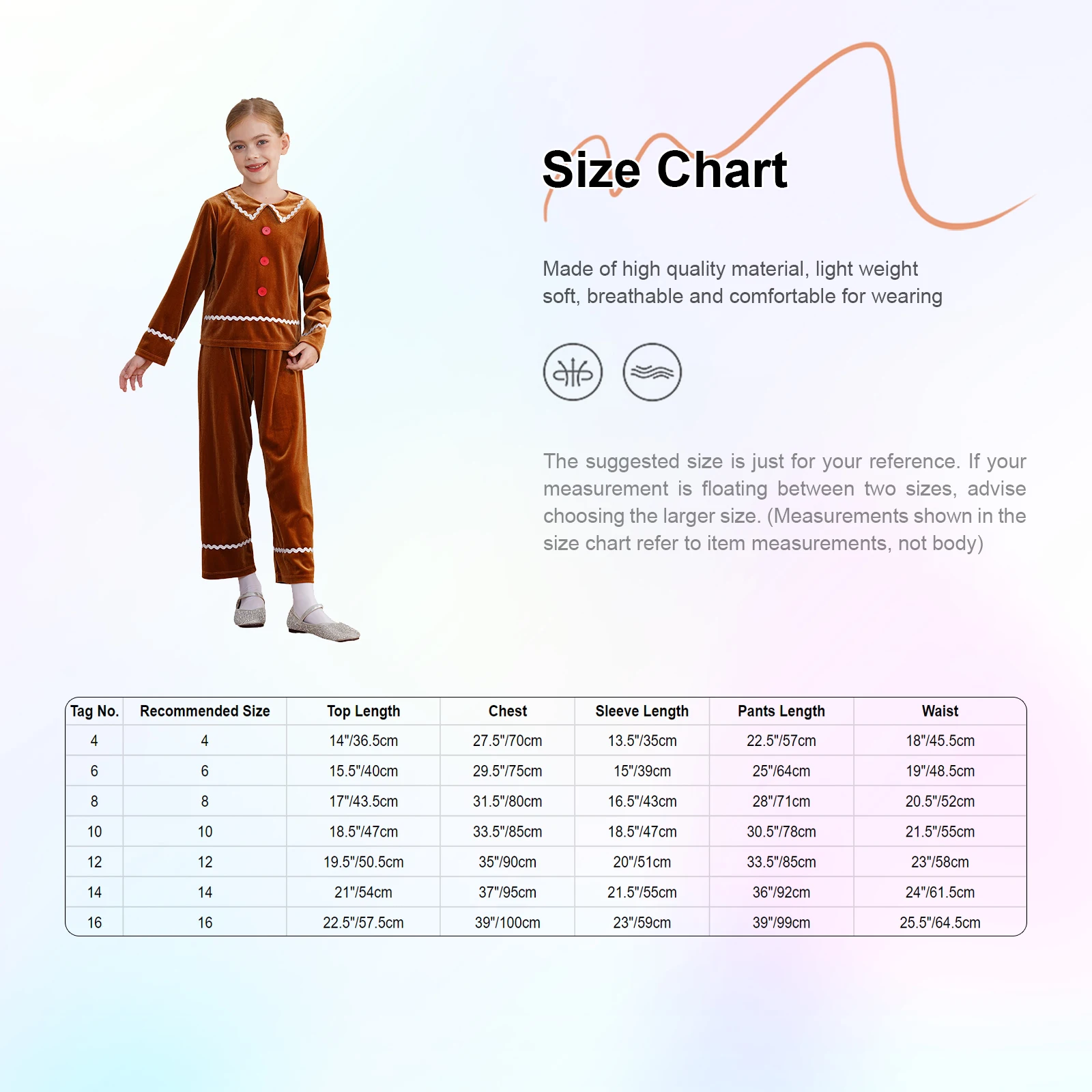 Kids Christmas Gingerbread Man Costume Velvet Gingerbread Elves Suit Long Sleeve Top and Pants Sets Halloween Cosplay Dress Up