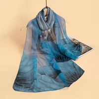 50*160cm Fashion Chiffon Summer Women Scarf Floral Designer Beach Silk Shawls Luxury Headband Wraps Sunscreen Hijab 1
