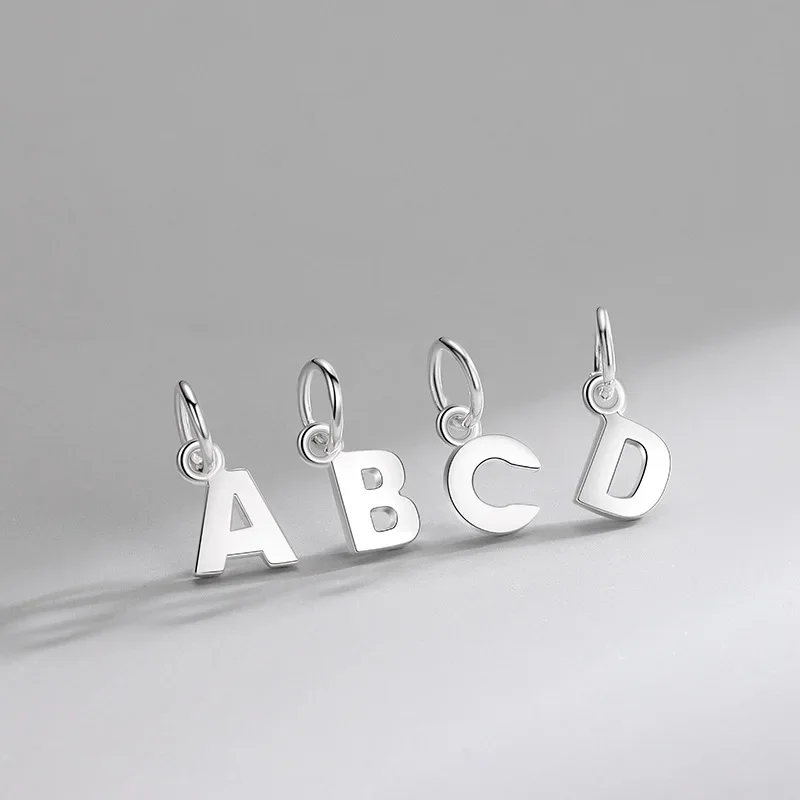 TrustDavis Real 925 Sterling Silver 26 Letters Charm Pendant Handmade DIY Fit Necklace Fine Jewelry Accessories DH0020