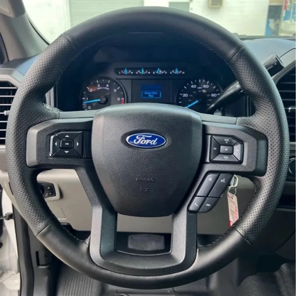 Custom Anti-Slip Microfiber Leather Car Steering Wheel Cover For Ford F-150 F-250 F-350 F-450 F-550 F-600 F-650 F