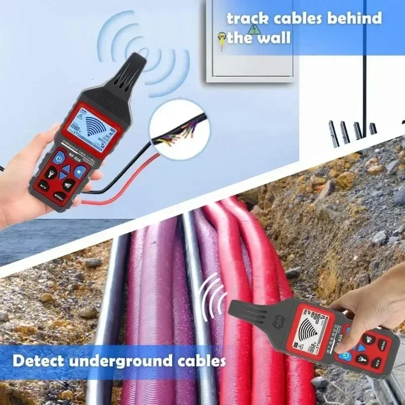 NOYAFA NF-826 Underground Cable Tester Wire Tracker High&Low Voltage Cable Locator Anti-Interference Underground Pipe Detector