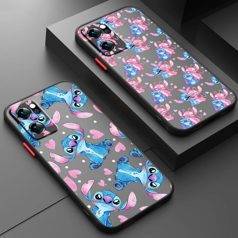 

Stitch Lilo Love For OPPO Realme GT Neo Q5 Q3S Q3T Master 8 7 6 Lite Pro Frosted Translucent Hard Phone Case Coque Capa Cover