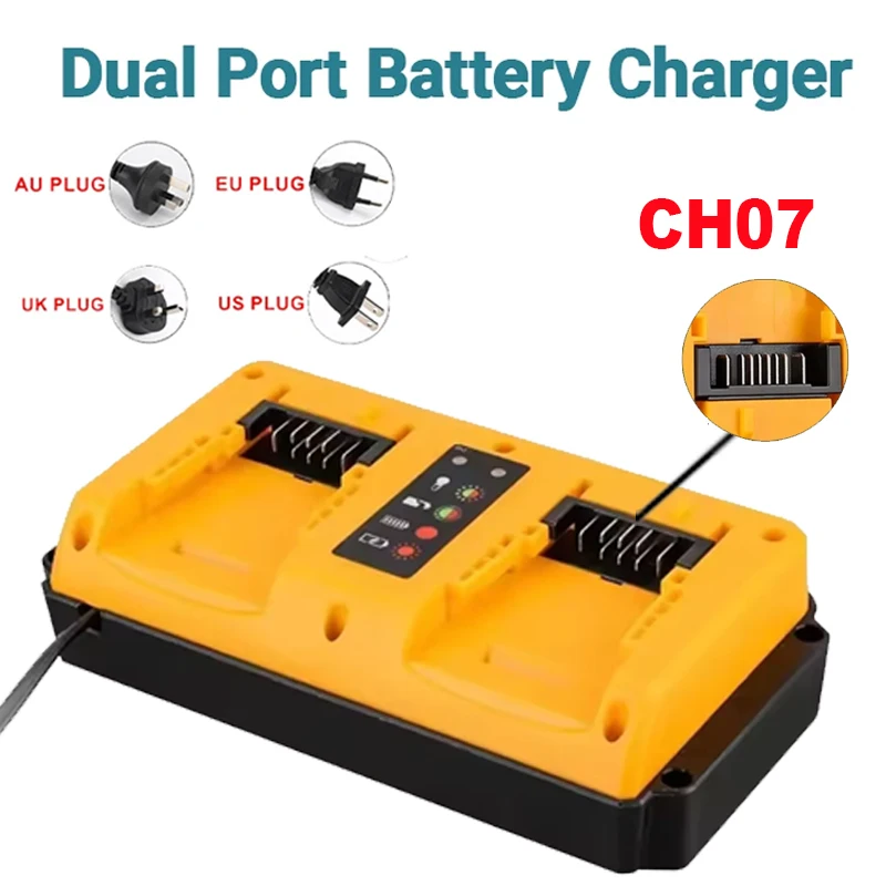 Carregador Portátil de Duas Portas para Bateria de Lítio Dewalt 14.4V-18V Recarregável DCB207 DCB206 DCB204 DCB203 Carregador Rápido