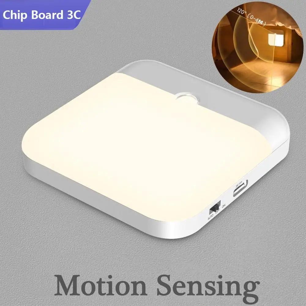 

Motion Sensor Led Light Usb Charging Square Lamp for Bedroom Kitchen Stair Hallway Wardrobe Cupboard Lighting