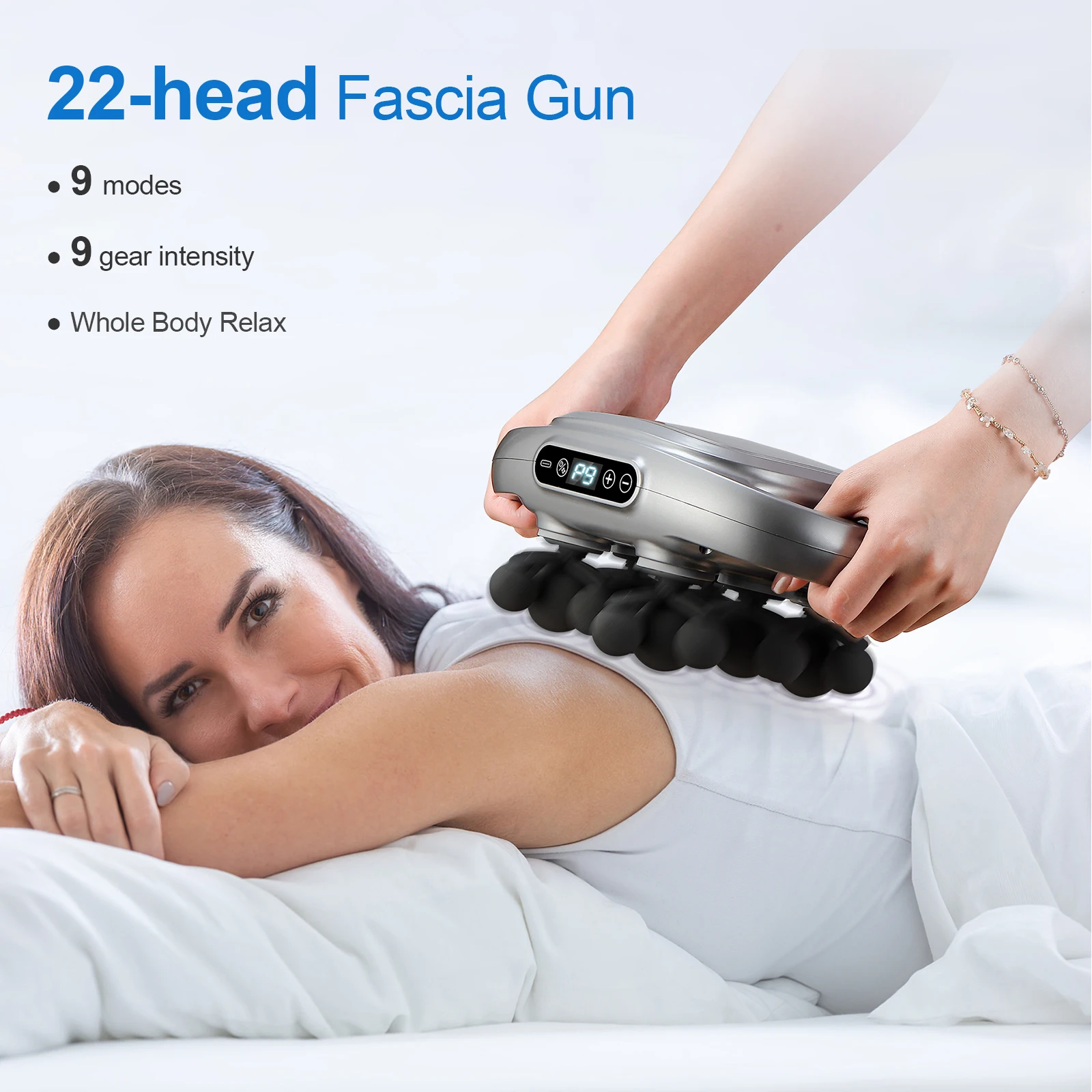 22-Head Electric Fascia Gun 9 Gear Intensity High Frequency
