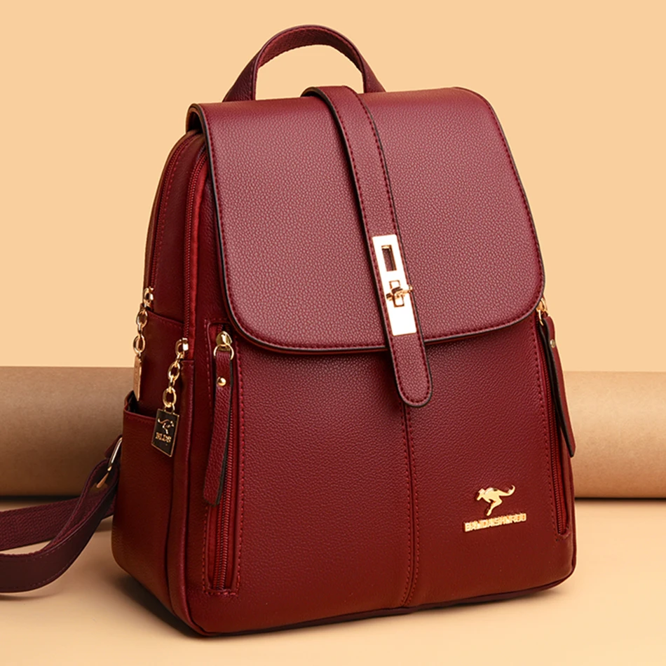 Womens Backpack Luxury Leather Casual Daypack School Bags For Girls