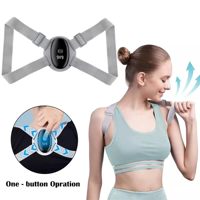 Electric Posture Corrector Smart Vibration Spine Deck Backbelt Support USB Rechargeable for improved back posture training