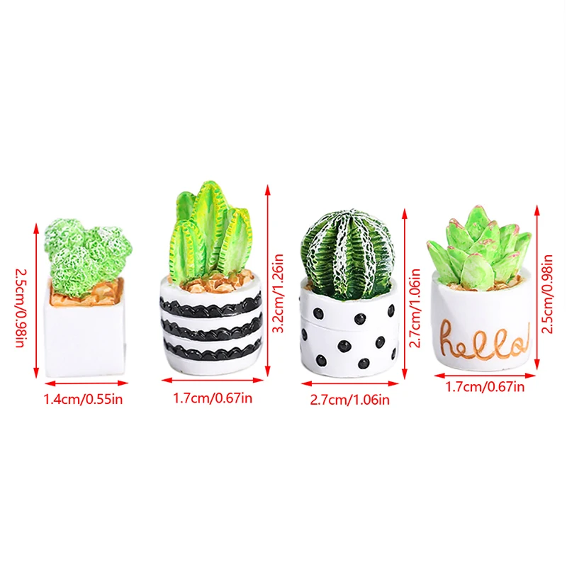 Mini Plant Pot Miniature Flower Vase Simulation Potted Plant 1:12 Dollhouse Resin Micro Ornament Doll House Furniture Home Decor