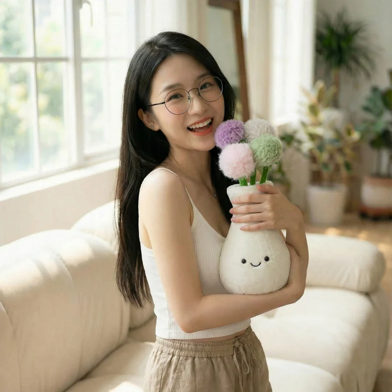 꽃 DIY 꽃꽂이 플러시 그린 식물 화분 백합 난초 민들레 튤립 플러시 장식품 홈데코 여자친구 선물