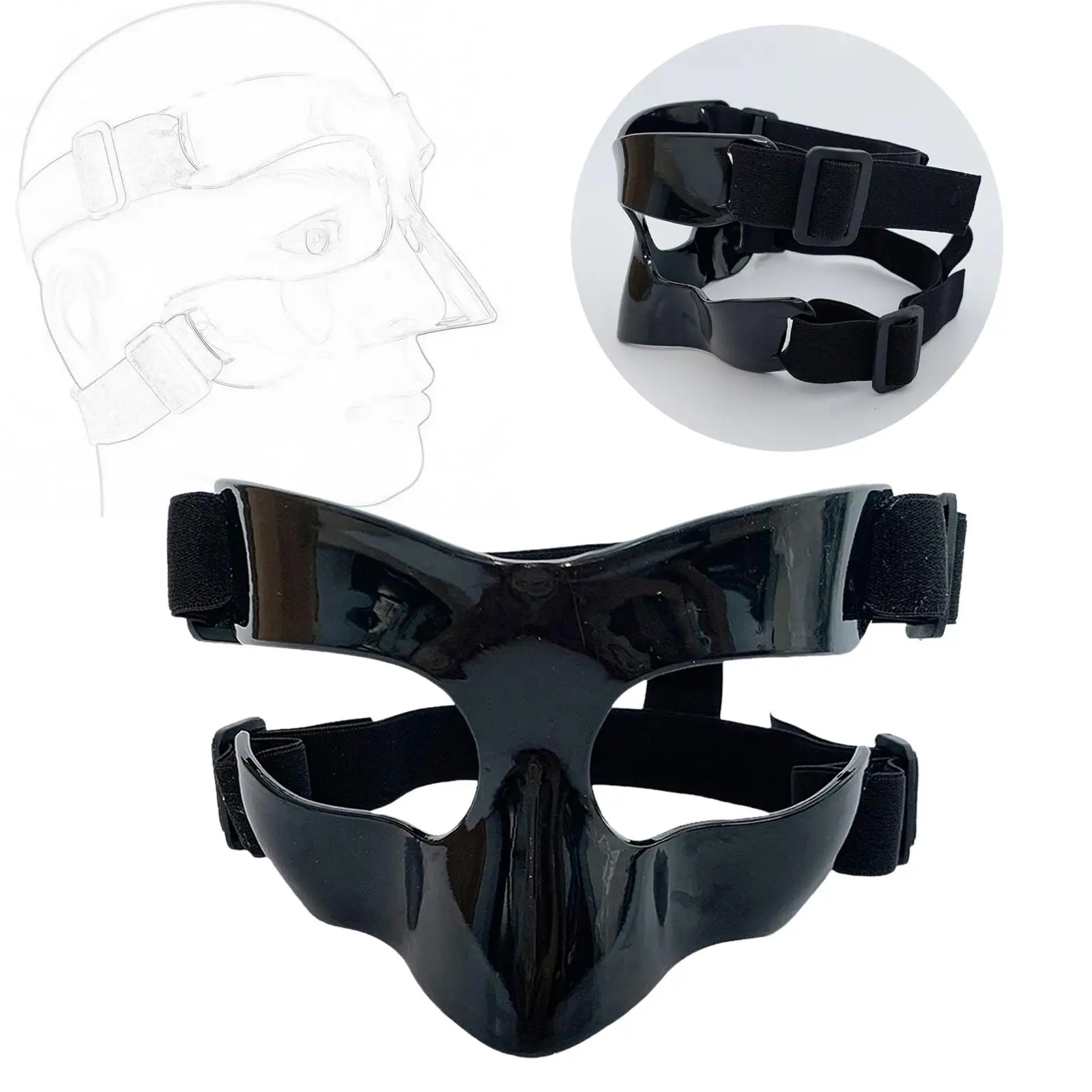 Basketball Mask Durable Face Guard for Broken Nose Adults Basketball Nose Guard Face Mask for Football Soccer Sports Accessories