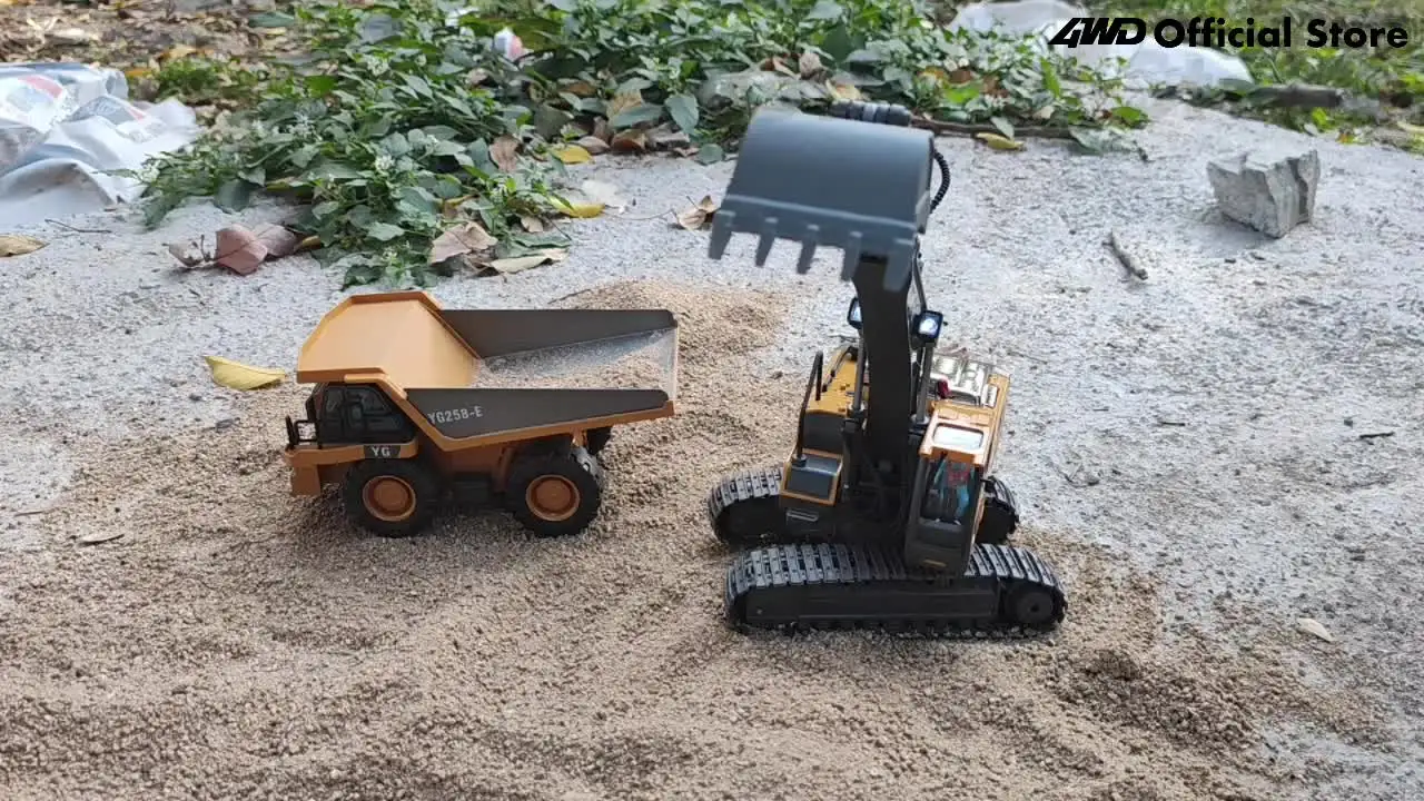 4WD Remote Control Excavator 4x4 Alloy Dump Truck Bulldozer Radio Model RC Car Construction Vehicle Toy Children Kids Gifts