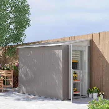 Abri de rangement extérieur 4' x 7,7', hangar pour outils, maison de rangement de jardin avec porte verrouillable et deux évents d'air 1