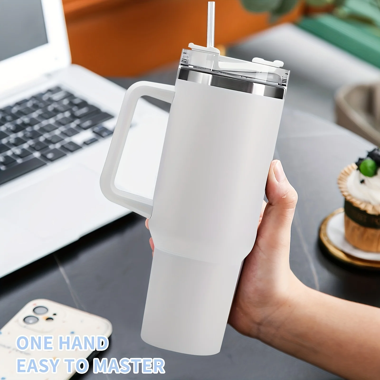 40oz Tumbler Vacuum Insulated Thermos Travel Cup Stainless Steel Water Bottle Coffee Mugs With Handle Outdoor Drinkware