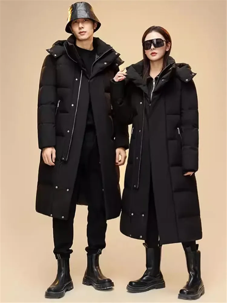 Women men's Thicken Keep Warm 90% White Duck Down -30 Down Long Coars Winter Lovers Jackets