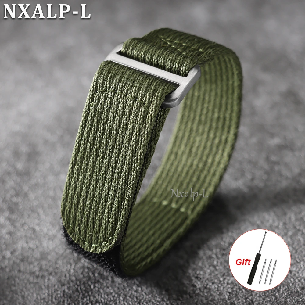 Durable Nylon Military-Style Waterproof Watch Band with Hook and Loop Fastener