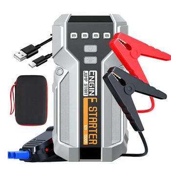 Avviatore di emergenza per batteria per auto Scatola di emergenza da 2000 A (gas Gal/diesel da 3,5 Gal), pacco batteria di avviamento per auto portatile con ponticello intelligente esteso