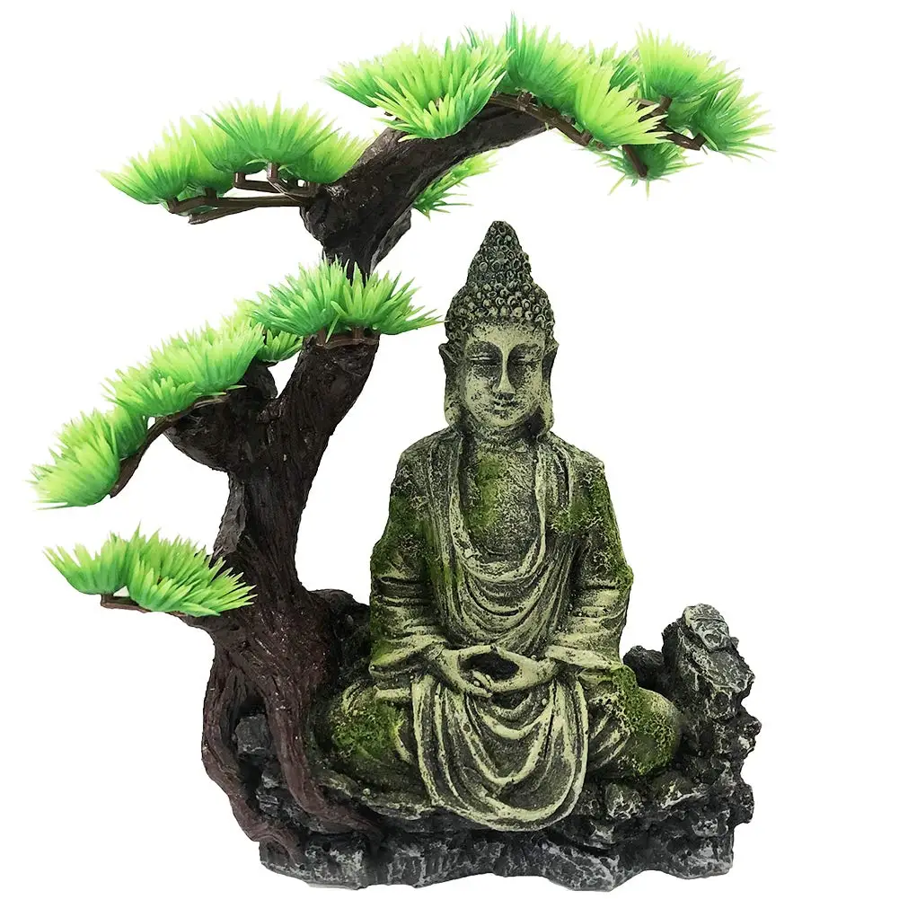 Aquarium Buddha Statue Decorations Tree Provide Shade and shelter for