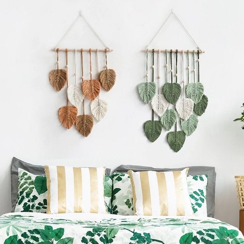Leaf Macrame Wall Hanging Boho Room Home Decor Woven Aesthetic Wall Tapestry Home Room Wedding Decoration
