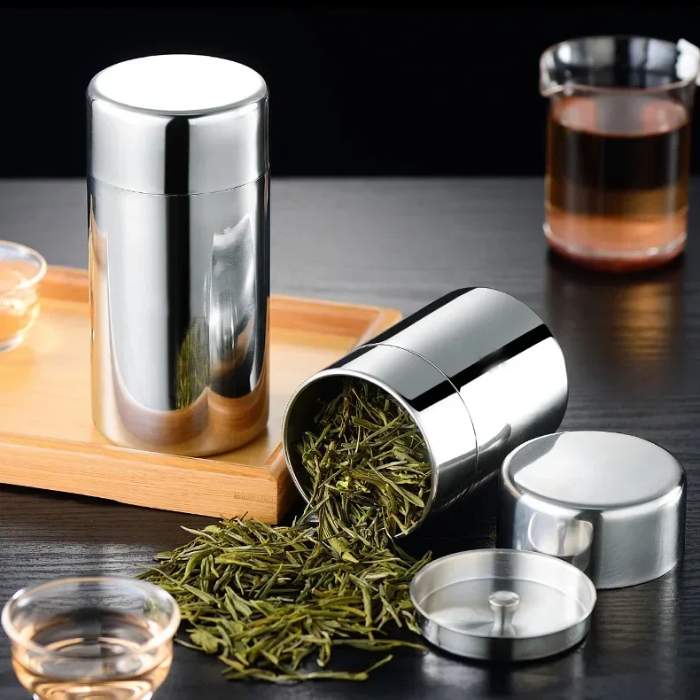 304 Stainless Steel Tea Caddy, Portable, Small, Sealed Tank, Storage Box, Household Metal