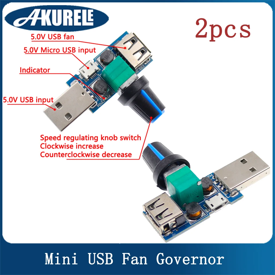 

Миниатюрный USB-вентилятор с регулятором скорости ветра, контроллер скорости воздуха, регулятор громкости, охлаждающий бесшумный Многофункциональный модуль переключения скорости вентилятора, 5 в постоянного тока, 2 шт.