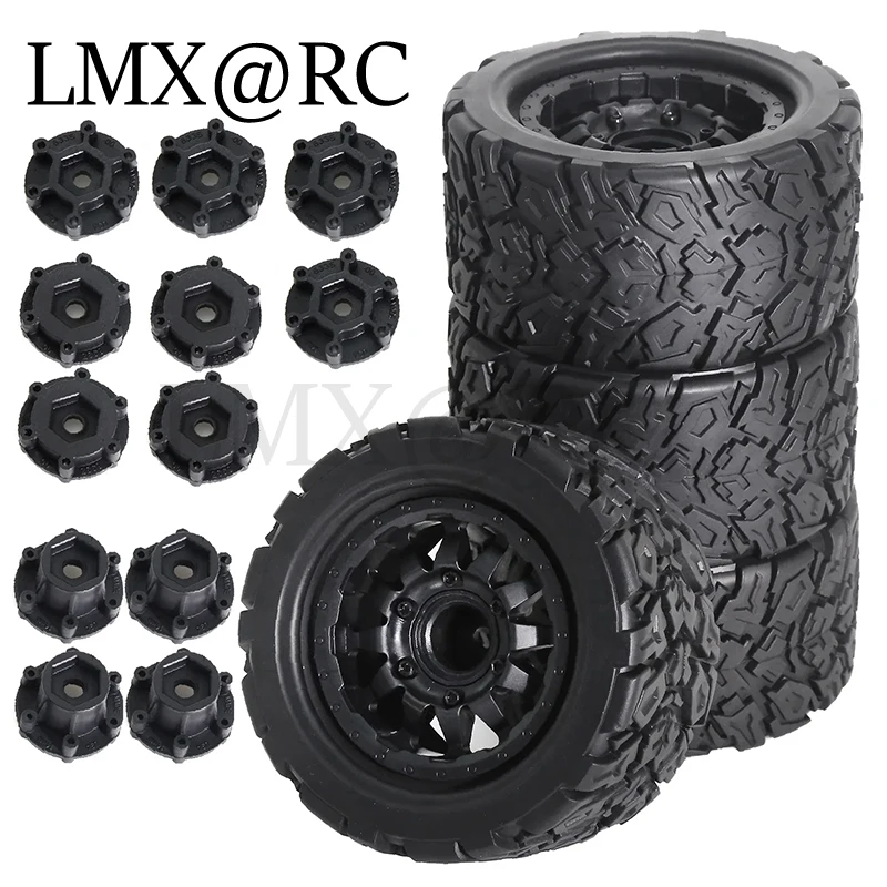 4pcs 110mm 1/10 Monster Stunt Truck Tire 12mm and 14mm Hex for TRAXXAS MAXX ARRMA Granite KRATON Outcast Tamiya Losi Redcat