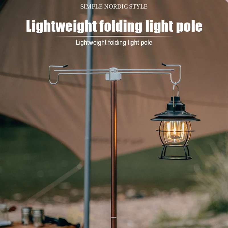 

Aluminum Alloy Lightweight Folding Tent Rod Stand Bracket Adjustable Camping Lamp Hook Holder Adjustment Detachable Stand