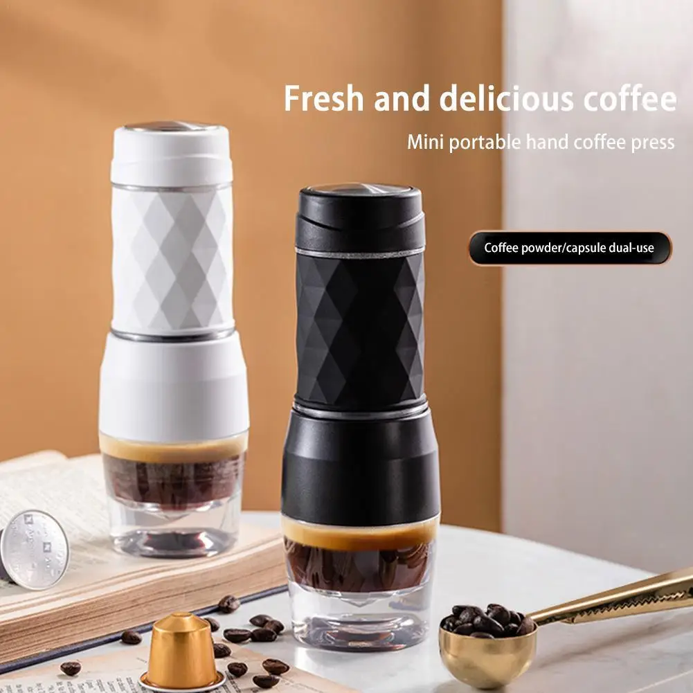 

Portable Coffee Maker Hand Press Coffee Machine Capsule Ground Coffee Brewer Easy To Clean