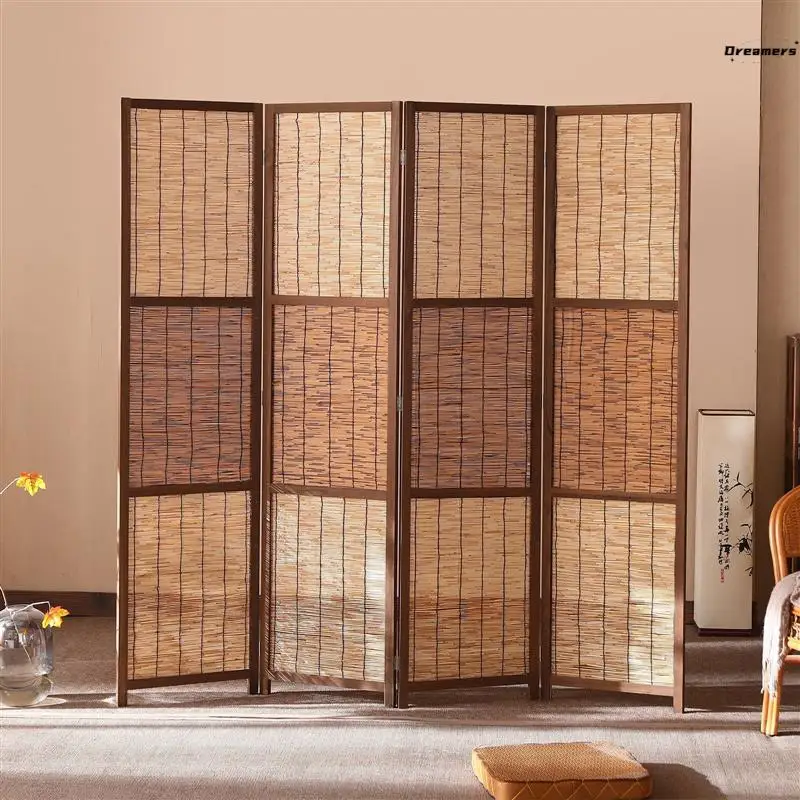 מחיצת מסך קנה מפוחם מעץ למשרד ביתי מודרני, סלון פשוט, כניסה, מלון, וילון דקורטיבי לפרטיות