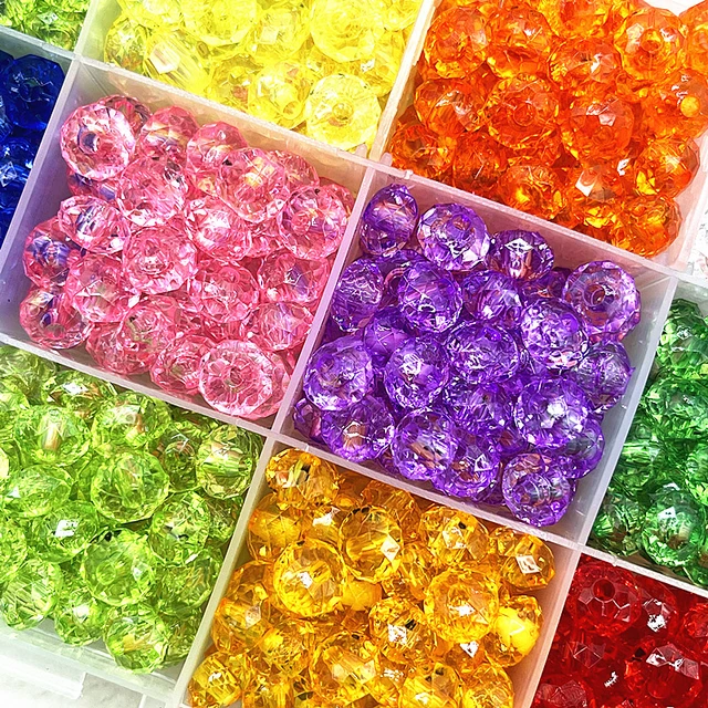 New 6/8/10mm Transparent Faceted Flat Acrylic Beads Loose Spacer Beads for  Jewellery Making DIY