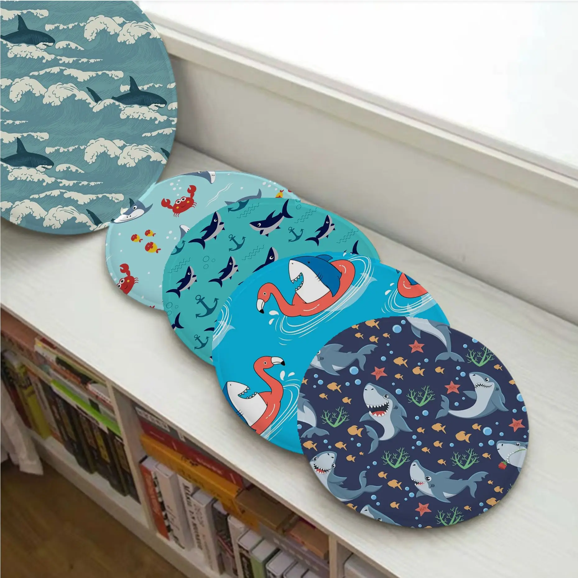 

Cute Cartoon Animals Fish Shark Art Plush Cushion Home Back Cushion Soft Comfortable 50x50cm Cushion Pads