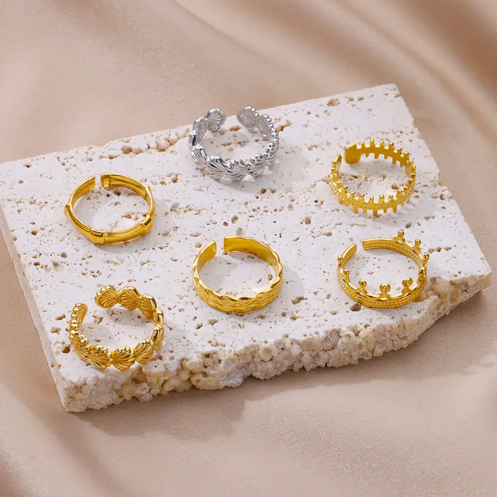 Rings Gold Plated Stainless Steel Wedding