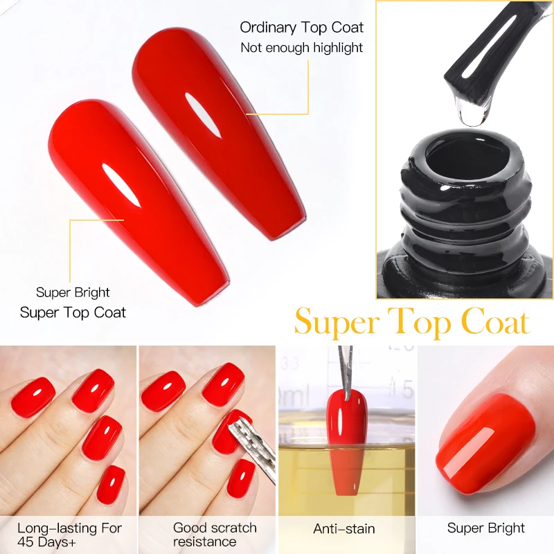 7ml Super Top Coat Gel Nail Polish Base Gel Matte Top Coat Semi-Permanent Varnish Soak Off Nail Art Functional gel nail polish gel nail varnish