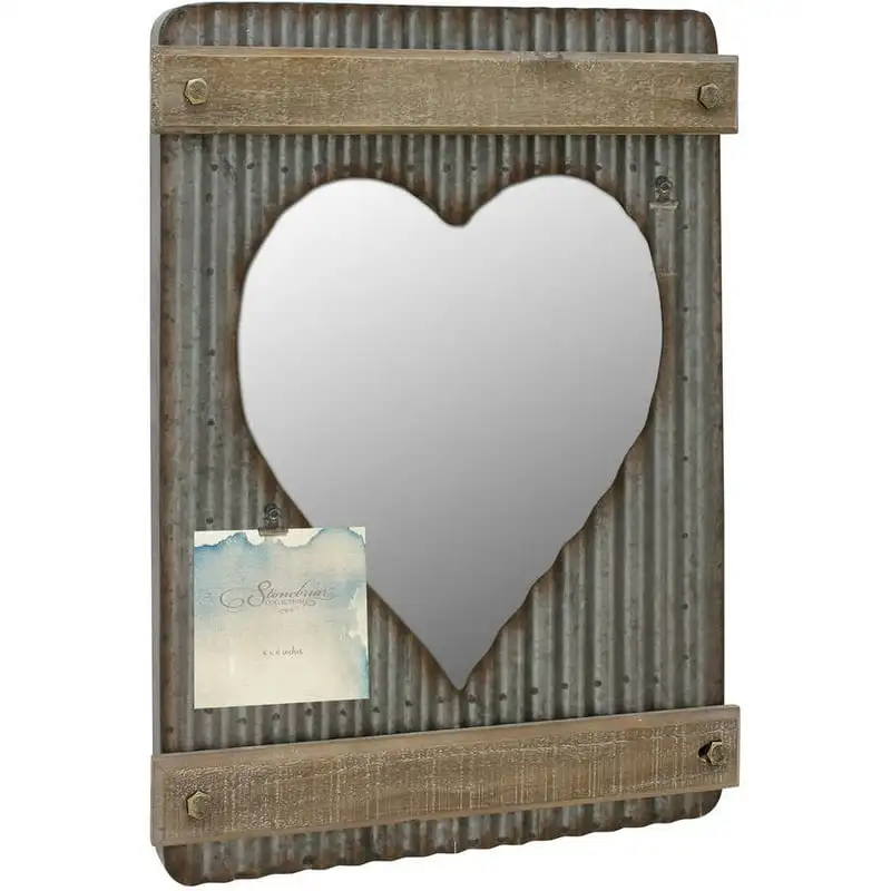 

Corrugated Metal and Wood Heart Shaped Wall Mirror Decor Name sign Placas de autos decorativas Room stuff Metal poster Toilet si