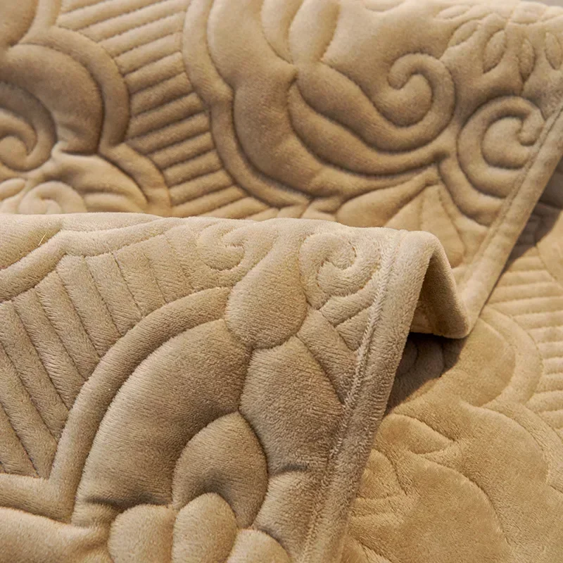 Short Plush Sofa Cushion  Autumn Winter Embossed Wave Edge Sofas Towel Pillow Cover L-shaped Sofa Cover Slip Wear Resistant 4