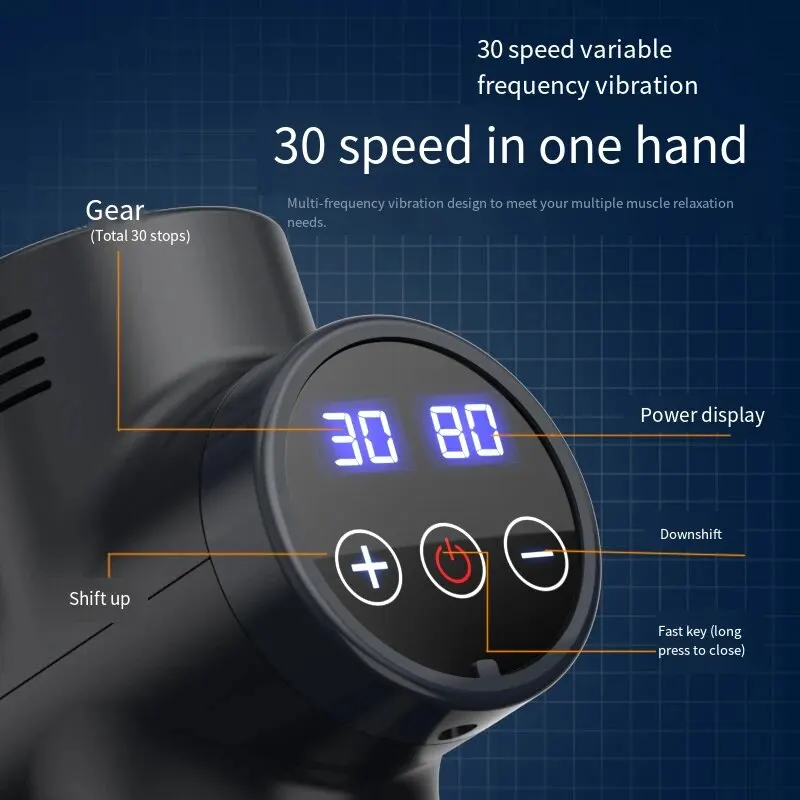 Homefish LCD-ekraaniga sügavlihaste massaažiseade kehale, kaelale, treeningule, lõõgastusele, 12V, 30 käiguga, professionaalne massaaž_voghion.com